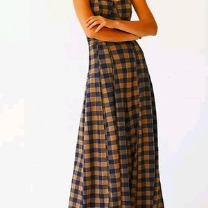 Plaid Palazzo Jumpsuit with Plaid Belt